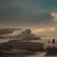 Buy canvas prints of Snow storm on the Seven Sisters by Ben Russell