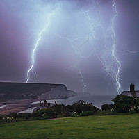 Buy canvas prints of lighting over the Seven  Sisters  by Ben Russell
