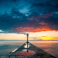 Buy canvas prints of Light beacon and pier on Gironde estuary at sunset by Stephen Rennie