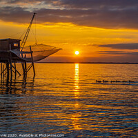 Buy canvas prints of Golden hour sunset on the Gironde Estuary, France. by Stephen Rennie