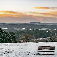 Buy canvas prints of A Snowy Sunrise in the Surrey Hills by Ben Griffin