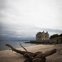 Buy canvas prints of Barnbougle Castle and beach, Edinburgh by Amanda Hart