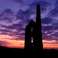 Buy canvas prints of Sunset at Carn Galver engine house, Cornwall by Amanda Hart