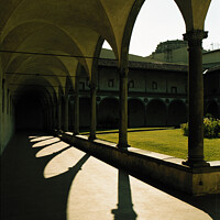 Buy canvas prints of View across an Italian cloister by Amanda Hart