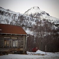 Buy canvas prints of Wooden hut in the mountains in winter, Norway by Amanda Hart