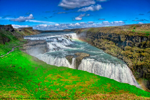 Gullfoss waterfall Iceland Picture Board by simon cowan