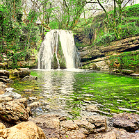 Buy canvas prints of Janet's Foss Waterfall Yorkshire Dales National Pa by simon cowan