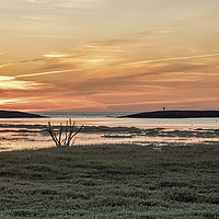 Buy canvas prints of Sunset at high tide on Porlock Marsh by Shaun Davey