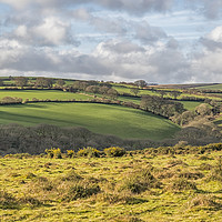 Buy canvas prints of View over Wilmersham Farm and Pool Farm, Exmoor by Shaun Davey