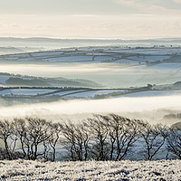 Buy canvas prints of Snowy, misty view from Dunkery by Shaun Davey