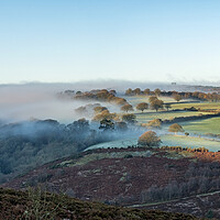 Buy canvas prints of Mist clearing the fields of Cloutsham Farm, Exmoor National Park by Shaun Davey