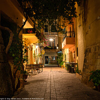 Buy canvas prints of night scene in the old town of Chania from the romantic back str by Stig Alenäs