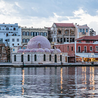 Buy canvas prints of The Kucjk Hassan Mosque in the old harbour of Chania  by Stig Alenäs