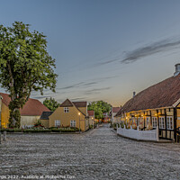 Buy canvas prints of The square in the idyllic town Mariager in the dusk twilight hou by Stig Alenäs