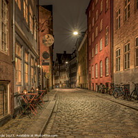 Buy canvas prints of the alleyway Magstræde in Copenhagen at night  by Stig Alenäs