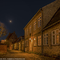 Buy canvas prints of an alley the old town of Kalundborg at night by Stig Alenäs