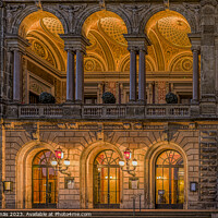 Buy canvas prints of the old royal danish theatre in Copenhagen with glowing arcades  by Stig Alenäs