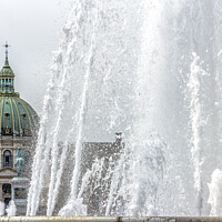 Buy canvas prints of a cascade of water at the fountain in front of the Marble Curch  by Stig Alenäs