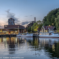 Buy canvas prints of Sightseeing boats on the lake in the center of Silkeborg town by Stig Alenäs