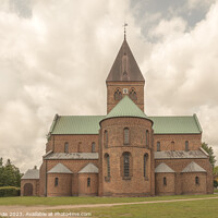 Buy canvas prints of St. Bendt's Church in Ringsted with the round apse and tower by Stig Alenäs