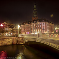 Buy canvas prints of Højbro bridge in Copenhagen at night  by Stig Alenäs
