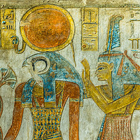 Buy canvas prints of Ancient Painting of the egyptian god Ra and Maat i by Stig Alenäs