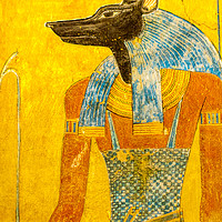 Buy canvas prints of Painting of the Egytian god Anubis in the valley o by Stig Alenäs