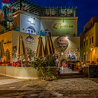 Buy canvas prints of colorful arabic restaurant at night by Stig Alenäs