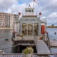 Buy canvas prints of Gangway to a modern houseboat  by Stig Alenäs
