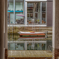 Buy canvas prints of Passage through a tunnel to a canal with kayaks ou by Stig Alenäs
