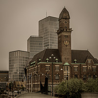 Buy canvas prints of Skyline of old and new buildings against a grey sk by Stig Alenäs
