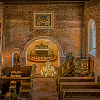 Buy canvas prints of Interior of a medieval danish brick church by Stig Alenäs