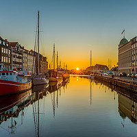 Buy canvas prints of The Copenhagen Nyhavn Canal and the sunrise over t by Stig Alenäs