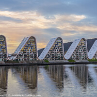 Buy canvas prints of Five waterfront waves in the sunrise, new house design in Vejle by Stig Alenäs