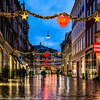 Buy canvas prints of Christmas shopping street at night in Copenhagen by Stig Alenäs