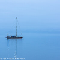 Buy canvas prints of Lonely Black yacht in the ocean before sunrise by Stig Alenäs