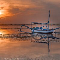 Buy canvas prints of An old traditional indonesian fishing boat at sunrise by Stig Alenäs