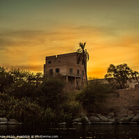 Buy canvas prints of Castle in the sunset on the bank of river Nile by Stig Alenäs