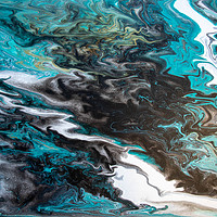 Buy canvas prints of Deep Sea Acrylic Pour  by Julie Chambers