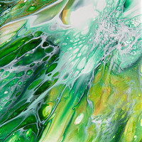 Buy canvas prints of Splash of Green Acrylic Pour by Julie Chambers