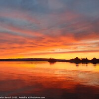 Buy canvas prints of Red-orange Lake Zug Sunset by Martin Baroch
