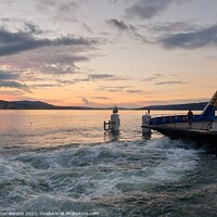 Buy canvas prints of Ferry vessel leaving port at sunset by Martin Baroch