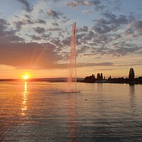 Buy canvas prints of Sunset at Lake Zug in Switzerland  by Martin Baroch