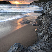 Buy canvas prints of Sunset, Porth Joke  Beach, Cornwall by Mick Blakey