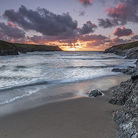 Buy canvas prints of Polly Joke beach Sunset, Cornwall by Mick Blakey