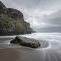 Buy canvas prints of Tide around rock, Whipsiderry Beach by Mick Blakey