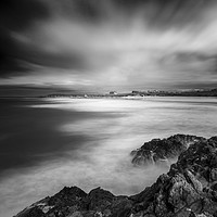 Buy canvas prints of View over Rocks, Fistral Beach, Cornwall by Mick Blakey