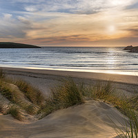 Buy canvas prints of Sunlight over Dunes, Crantock Beach by Mick Blakey