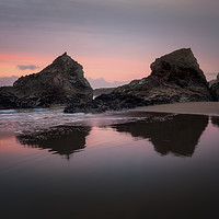 Buy canvas prints of Twilight Silhouettes, Bedruthan Steps, Cornwall by Mick Blakey