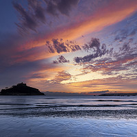 Buy canvas prints of Dramatic Sunset over St Michael's Mount, Cornwall by Mick Blakey